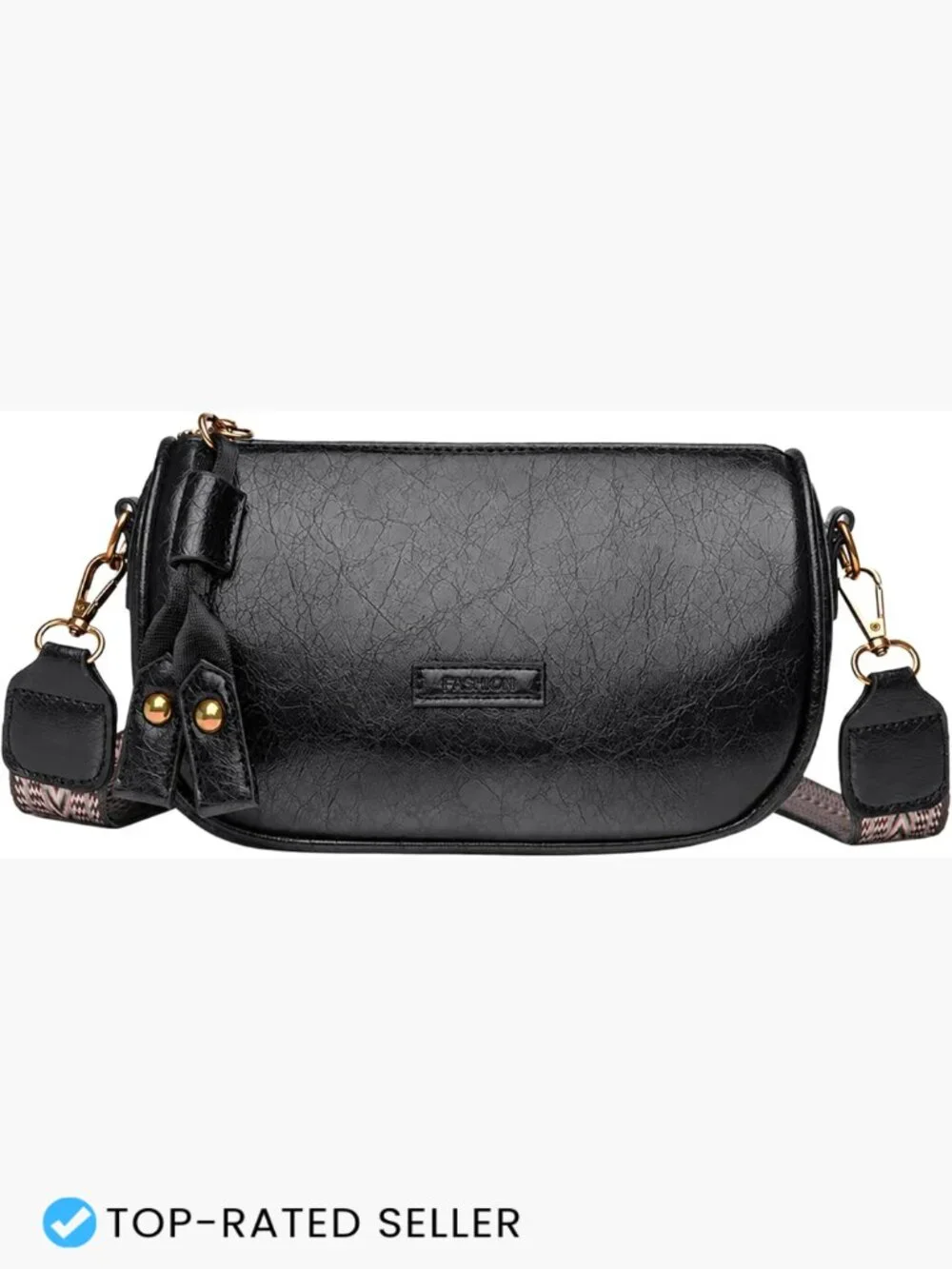 Small Vegan Leather Crossbody Purse with Two Adjustable Straps Shoulder Bag